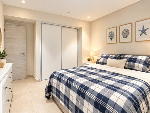 Schlafzimmer mit begehbarem Kleiderschrank und hochwertiger Ausstattung