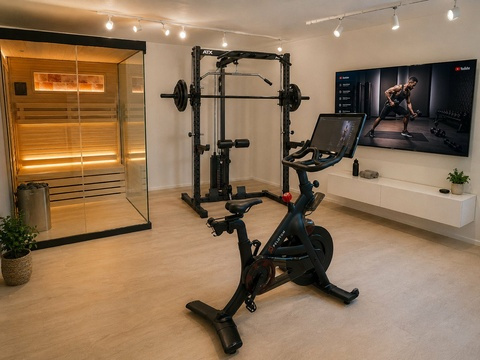 Wellness-Oase mit Infrarotsauna, Trainingsbereich und integriertem Entertainmentsystem