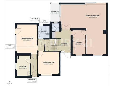 Grundriss EG und Einliegerwohnung