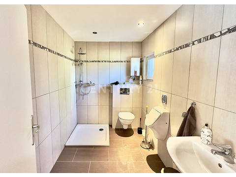 Badezimmer mit Dusche im Partyhaus