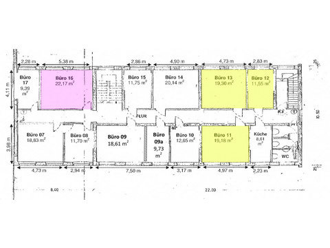 Bürofläche mieten, pachten in Oldenburg (Oldb), mit Stellplatz, 22,17 m² Bürofläche, 1 Zimmer