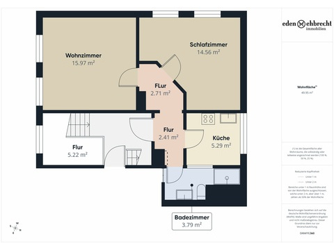 Etagenwohnung mieten in Edewecht, 45,16 m² Wohnfläche, 2 Zimmer