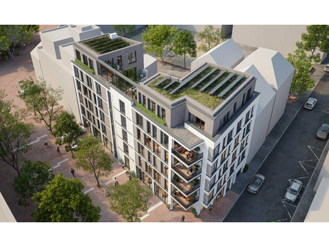 Vogelperspektive mit Solaranlage