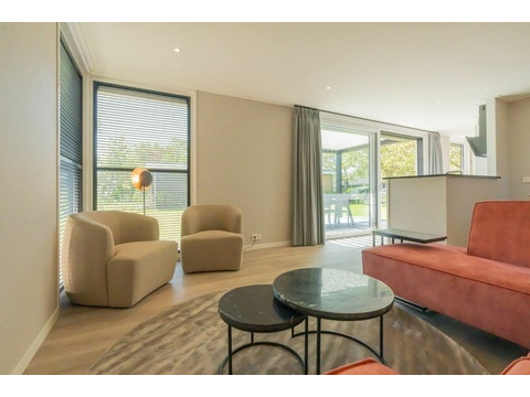 Luxus Wohnzimmer Chalet Schouwen Duin Mit Künstlerischem Wandgemälde003