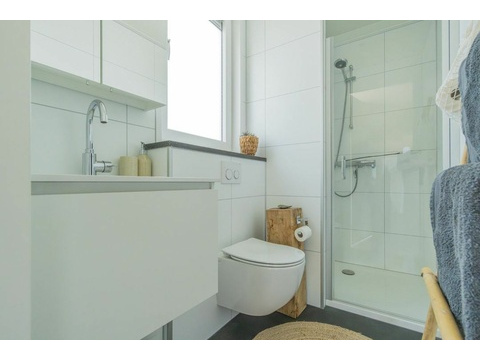 Luxus Badezimmer Ibiza-Stil Chalet Schouwen Duin Begehbare Dusche Schwebendes WC001