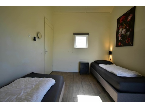 Ferienhaus Ouddorp Hauptschlafzimmer Doppelbett Terrasse Roompot04
