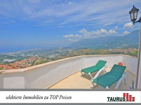 TAURUS Türkei Immobilien Alanya - Kargicak - Top gepflegte Villa mit Traumpanorama Pool