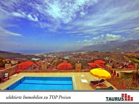 TAURUS Türkei Immobilien Alanya - Kargicak - Top gepflegte Villa mit Traumpanorama Pool