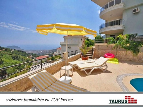 Taurus Türkei Immobilien Alanya - Bektas - Schnäppchen Preis !!! Möblierte Villa mit Zi., Meerblick...