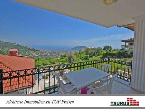 Taurus Türkei Immobilien Alanya - Tepe - Möblierte Zi. Top Villa mit Meerblick POOL