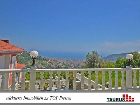 Taurus Türkei Immobilien Alanya - Tepe - Möblierte Zi. Top Villa mit Meerblick POOL