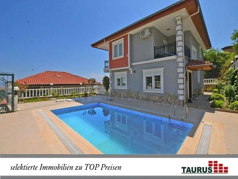 Taurus Türkei Immobilien Alanya - Tepe - Möblierte Zi. Top Villa mit Meerblick POOL