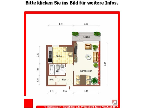 Wohnung mieten in Saarbrücken, mit Garage, 50 m² Wohnfläche, 1 Zimmer