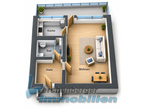 Dachgeschosswohnung kaufen in München, 38 m² Wohnfläche, 1 Zimmer
