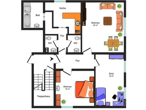 Grundrissskizze UG- Wohnung