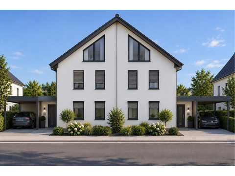 Wohnidee - Neubau von zwei Doppelhaushälften / Straßenansicht