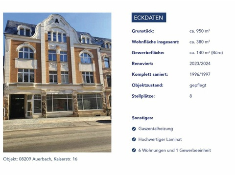 Mehrfamilienhaus kaufen in Auerbach/Vogtland, 950 m² Grundstück, 563 m² Wohnfläche, 12 Zimmer