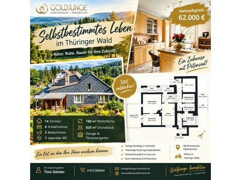 Einfamilienhaus kaufen in Katzhütte, 820 m² Grundstück, 160 m² Wohnfläche, 14 Zimmer