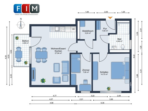Etagenwohnung kaufen in Melle, 67,67 m² Wohnfläche, 3 Zimmer