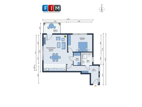 Etagenwohnung kaufen in Melle, 74,09 m² Wohnfläche, 2 Zimmer