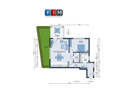 Erdgeschosswohnung kaufen in Melle, 72,86 m² Wohnfläche, 2 Zimmer
