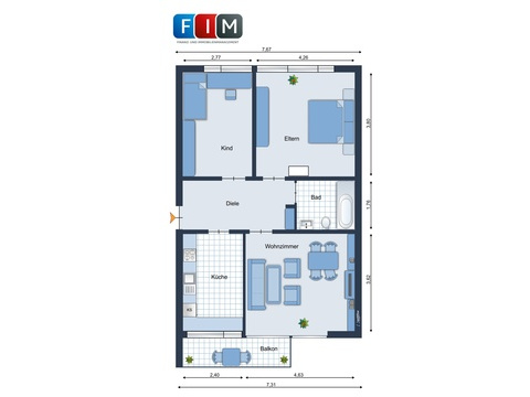 Etagenwohnung kaufen in Osnabrück, 63,74 m² Wohnfläche, 3 Zimmer