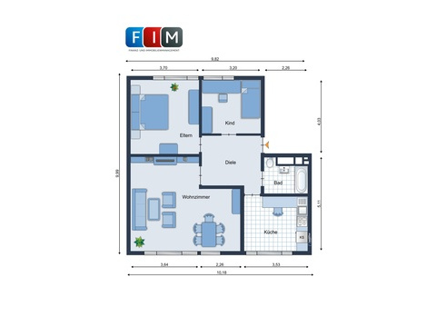 Etagenwohnung kaufen in Osnabrück, 74,58 m² Wohnfläche, 3 Zimmer