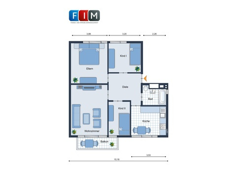 Erdgeschosswohnung kaufen in Osnabrück, 73,65 m² Wohnfläche, 3 Zimmer
