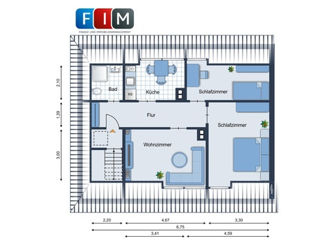 Dachgeschosswohnung kaufen in Osnabrück, 61,18 m² Wohnfläche, 3 Zimmer