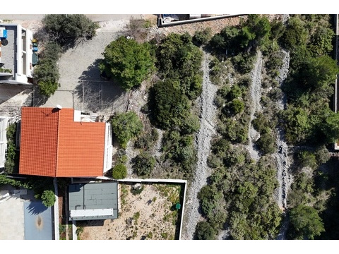 Grundstück mit Haus und umliegender Vegetation aus der Vogelperspektive