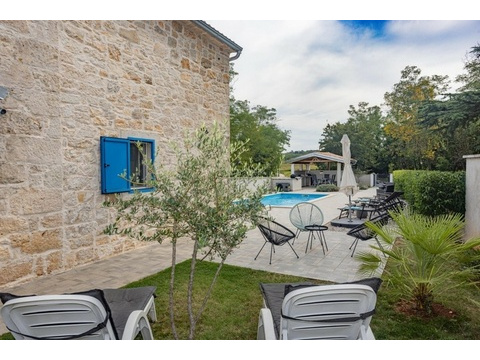 Garten mit Olivenbaum und Pool