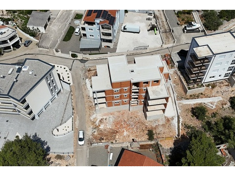 Baustelle des Wohnhauses von oben