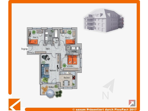 Etagenwohnung kaufen in Chemnitz, mit Stellplatz, 107,08 m² Wohnfläche, 4 Zimmer