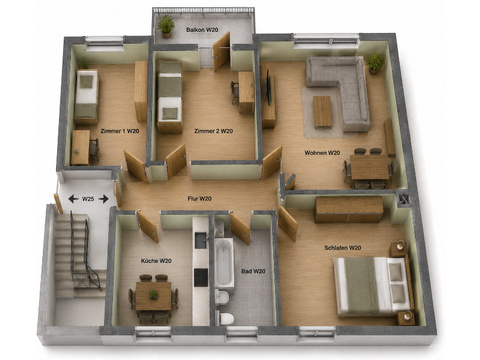 Etagenwohnung kaufen in Idar-Oberstein, 85 m² Wohnfläche, 4 Zimmer